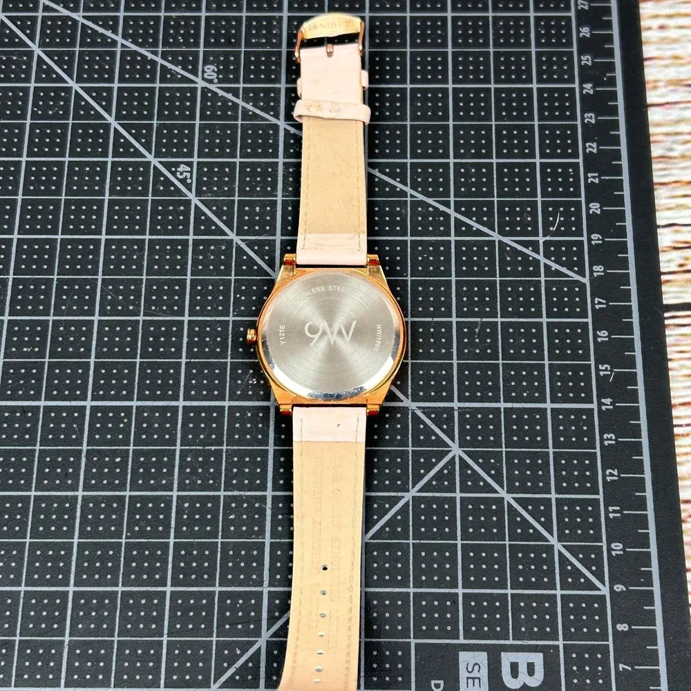 Nine West Womens Rose Gold Tone‎ Pink Leather Strap Watch NW/1660